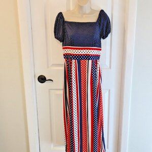 Vintage Junior Touch Maxi Dress Red White And Blue